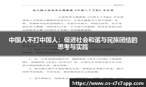 中国人不打中国人：促进社会和谐与民族团结的思考与实践