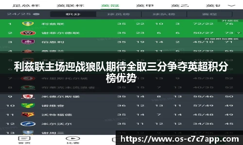 利兹联主场迎战狼队期待全取三分争夺英超积分榜优势